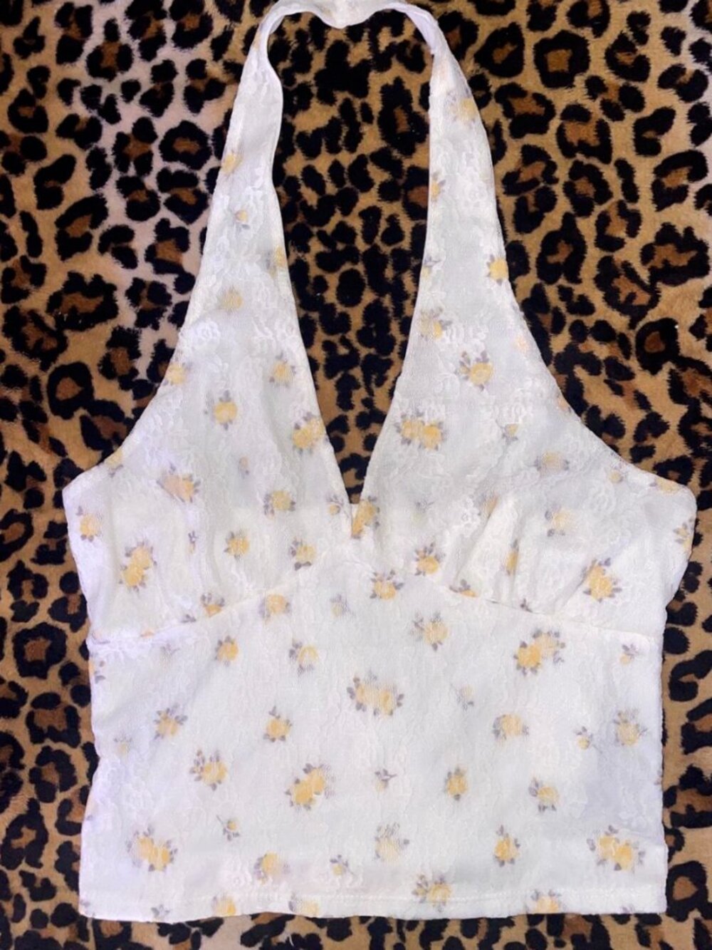 Mixed Threads Los Angeles Floral Lace Halter Top